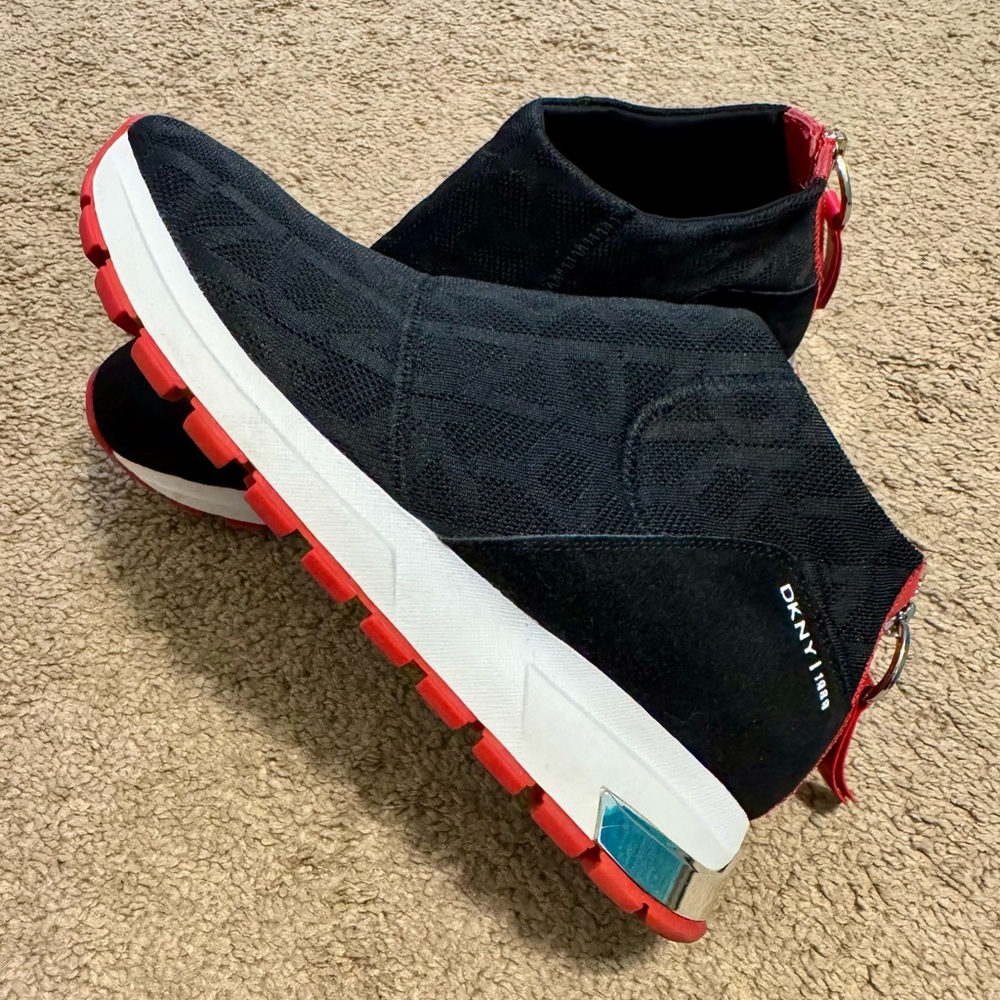 DKNY Woman Black Sneakers with Red Soles